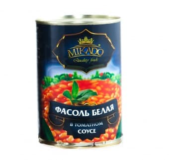Фасоль белая в томатном соусе 400 гр, Микадо