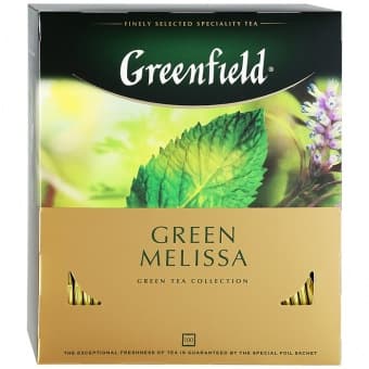 Чай зеленый Грин Мелисса 100 пакетов по 1,5 гр, Greenfield