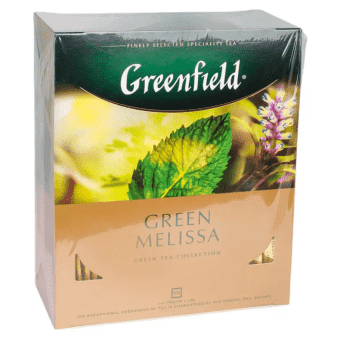 Чай зеленый в пакетиках с добавками "Грин Мелисса" 100 х 1,5 г, Greenfield