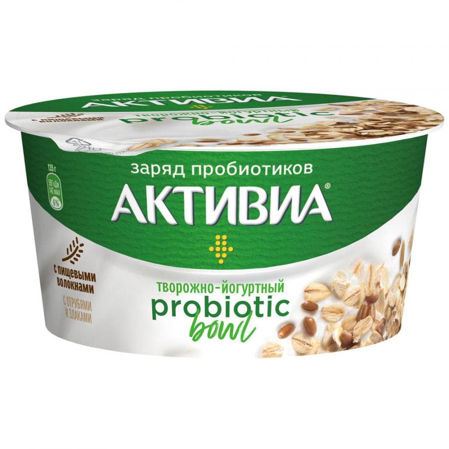 

Продукт творожно-йогуртный Активиа Probiotic Bowl с отрубями и злаками 3.5% 135 г, Данон