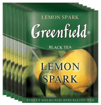 Чай черный в пакетиках с добавками «Lemon Spark» 100 х 1,5 г, Greenfield