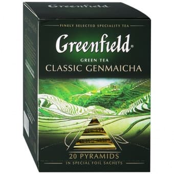 Чай зеленый в пирамидках с добавками "Классик Генмайча" 20 х 1,8 г, Greenfield