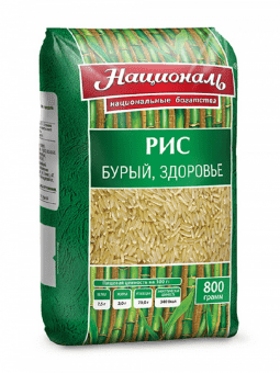 Рис бурый нешлифованный «Здоровье» 800 г, Националь