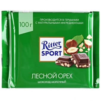 Шоколад молочный лесной орех 100 г, Ritter Sport