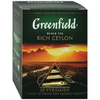Чай черный в пирамидках "Рич Цейлон" 20 х 2 г, Greenfield
