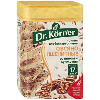 Хлебцы овсяно-пшеничные со льном и кунжутом 100 г, Dr.Korner