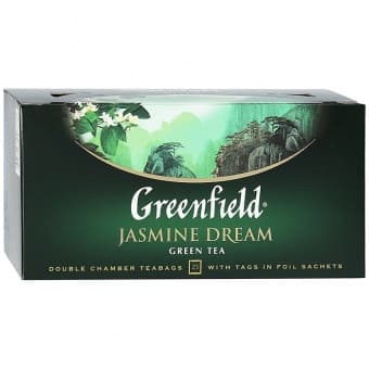 Чай зеленый в пакетиках с добавками "Жасмин Дрим" 25 х2 г, Greenfield