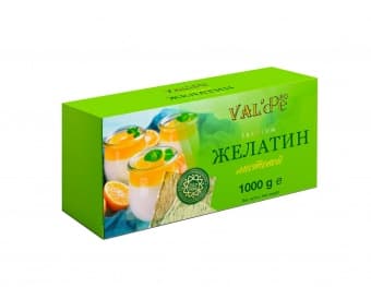 Желатин листовой Халяль Голд 1 кг 180+ блум, VAL'DE Pro, Россия
