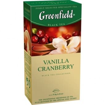 Чай черный в пакетиках "Ванилла Крэнберри" 25 х 1,5 г, Greenfield