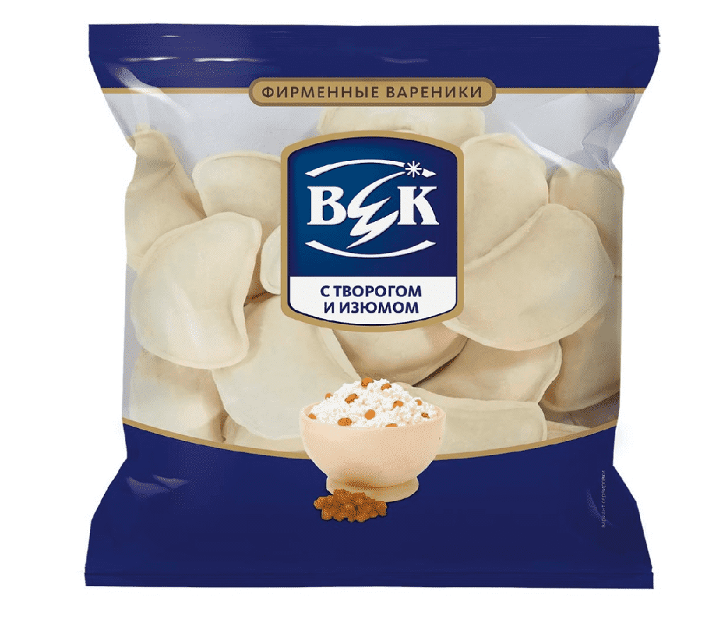

Вареники Фирменные с творогом и изюмом 400 г с/м, ВЕК