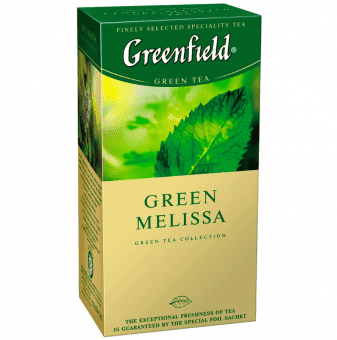 Чай зеленый в пакетиках с добавками "Грин Мелисса" 25 х 1,5 г, Greenfield