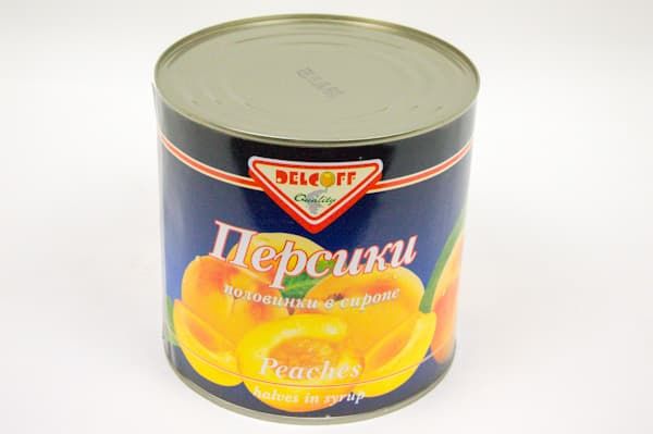 

Персики в сиропе половинки 2,5кг, DELCOFF