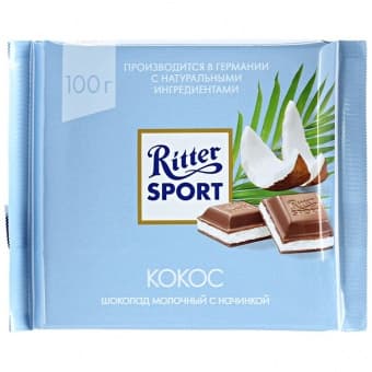 Шоколад молочный с кокосовой начинкой 100 г, Ritter Sport