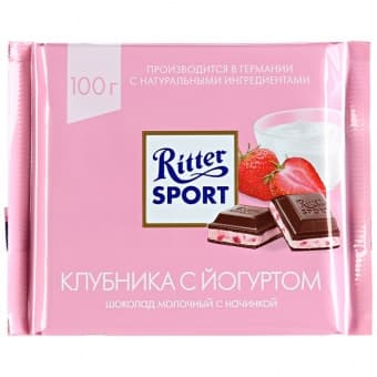 Шоколад молочный клубника с йогуртом 100 г, Ritter Sport