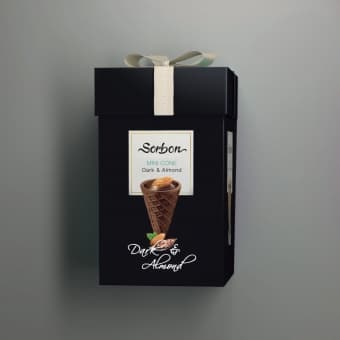 Рожок мини хрустящий с какао начинкой «Миндаль и воздушные зерна», Sorbon