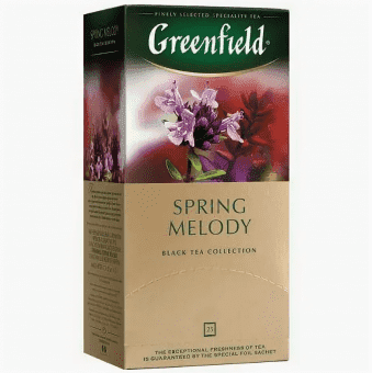 Чай черный в пакетиках с добавками "Спринг Мелоди" 25 х 1,5 г, Greenfield